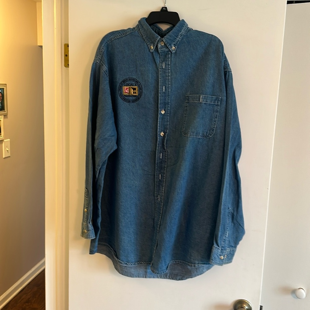 Men's bricklayers union denim shirt. 2xl. Xxl. EUC vintage